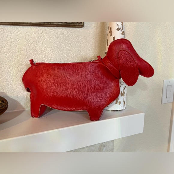 ONLY ONE: Playful Red Dog-Shaped Purse/Bag and Bag Charm/Keychain Made in Italy - Picture 7 of 16